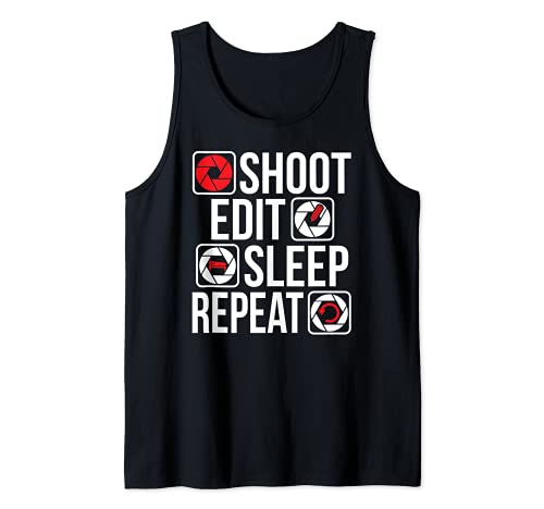 Shoot Edit Sleep Repeat - Fotógrafo artista arte divertido regalo Camiseta sin Mangas