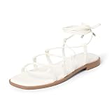 The Drop Women's Haven Lace Up Gladiator Sandal, White, 13