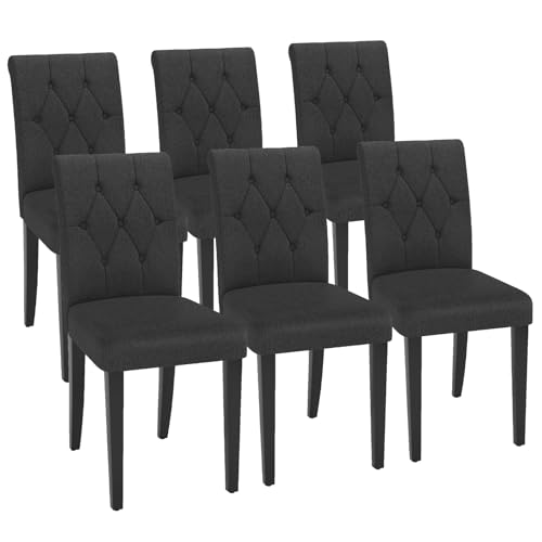 Upholstered Dining Chairs Set of 6 with Wood Legs