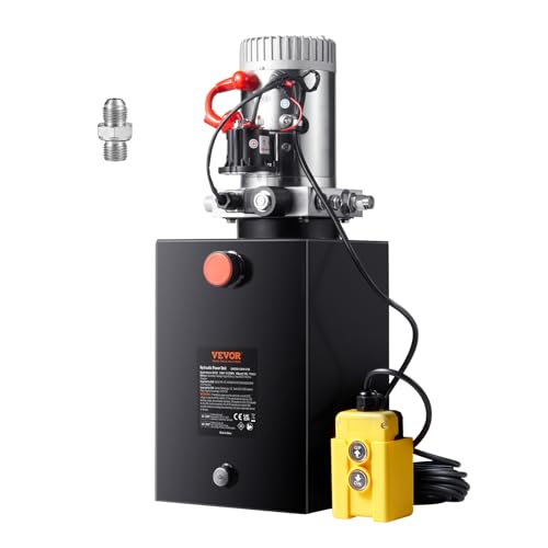 VEVOR Pompa Idraulica CC 12V Capienza ca. 11L Centralina Idraulica ad Azione Singola Flusso d'Olio ca. 3,44 L/min Pressione Massima di 22 MPa, Pompa per Montacarichi Auto Camion Rimorchio da Garage