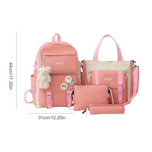 Sac à dos ordinateur portable pour adolescents protégeant le dos pack rose - 4