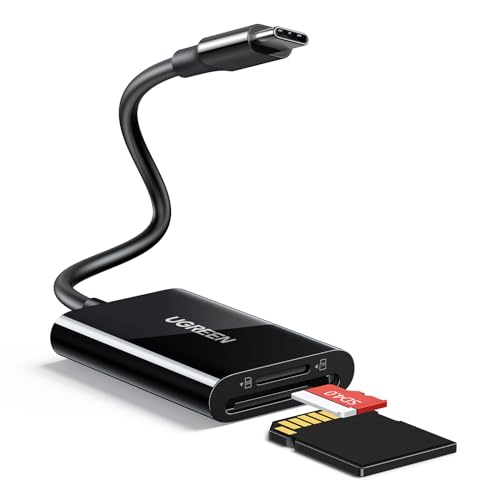 UGREEN Lector de Tarjetas USB C SD TF Micro SDHC Micro SDXC Card Reader Adaptador Micro SD a Tipo C, Compatible con iPhone 16 15 Plus Pro MAX MacBook Air iPad Pro, Negro