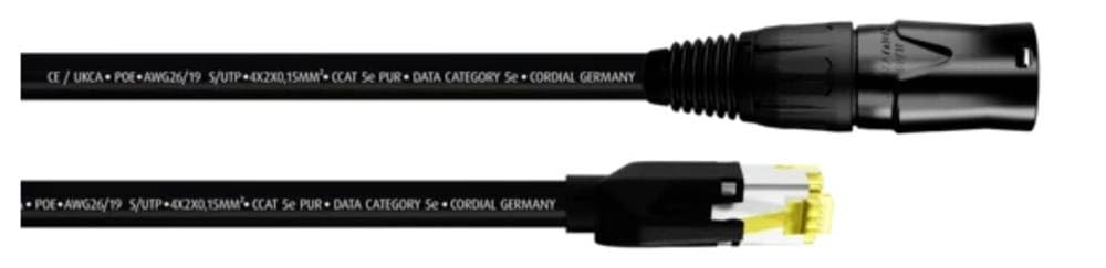 Cordial Cable de red RJ45 15550, cable de conexión CAT 5e S/UTP, 5,00 m, color negro, revestimiento PUR, 1 unidad