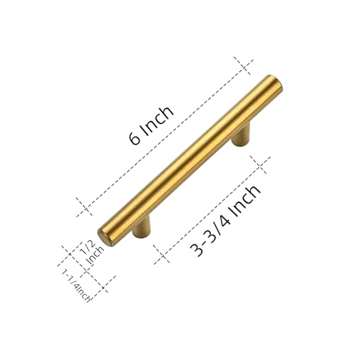 Image of Ravinte 40 Pack 6 inch Cabinet Pulls Brushed Brass Stainless Steel Kitchen Drawer Pulls Cupboard Handles Cabinet Handles 3.75 inch Hole Center