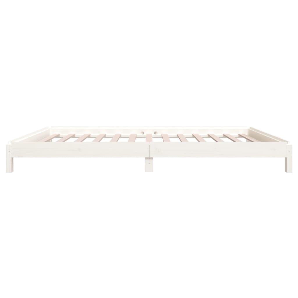 Stapelbett Weiß 100x200 cm, Massivholz Kiefer, platzsparendes Einzelbett, stapelbar für Gästezimmer, Robustes Bettgestell für Matratzen, langlebige Schlafzimmermöbel