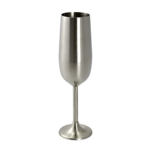 Stainless Steel Unbreakable Champagne Glasses- Set of Two 8 Ounce Champagne Flutes