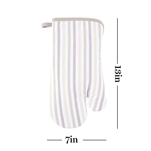 Martha Stewart Daisy Stripe Oven Mitt Set, 7"X13", Linen #TOP6
