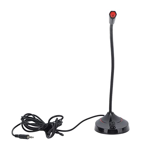 Focket Microphone de Bureau Filaire, Microphone Filaire à Col de Cygne, Enregistrement à 360 Degrés, Portable, Noir, Plug and Play, compatibilité Plastique et Fer pour Salles de