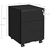 SONGMICS Caisson De Bureau Métal 3 Tiroirs - Meuble Rangement Mobile Verrouillable, Style Industriel Noir & Marron Rustique