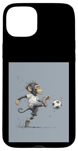 Monkey Playing Soccer Portrait Style �X�}�z�P�[�X iPhone 15 Plus �p