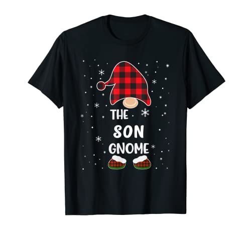 Rojo Buffalo Plaid Matching The SON Gnomo Navidad Camiseta