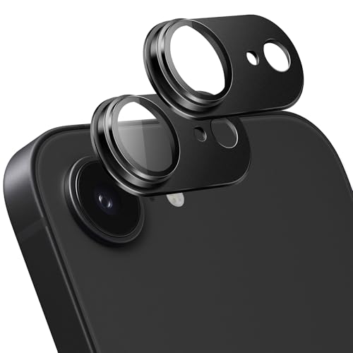 KUARMOR 2-Pack Shatterproof Camera Lens Protector for iPhone 16e |AR Tempered Glass Strong Adsorption Metal Camera Cover Screen(Black)
