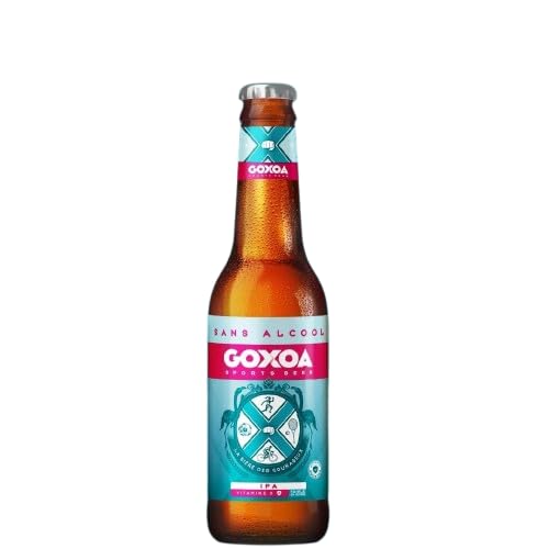 Goxoa IPA Sin Alcohol, Enriquecido con Vitamina D, 0,4% de Alcohol, Deportistas y Bienestar, Notas de Alcohol y Pesca (Pack de 12)