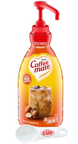 Coffee mate Hazelnut Liquid Concentrate, 1.5 Liter Pump Bottle with By The Cup Coffee Scoop