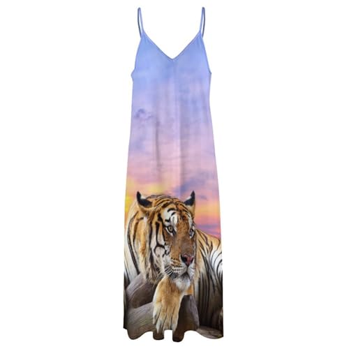 Robe longue femme été sans manches Pensif pour la plage