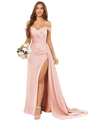HANVAIOS Satin Blush Pink Bridesmaid Dress with...