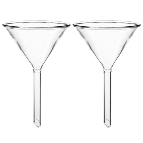 YAYODS Lot de 2 Entonnoir de Laboratoire en Verre 60 mm - Trichter Glas en Borosilicate Résistant à 450 °C - Petit Entonnoir Transparent pour École, Chimie et...