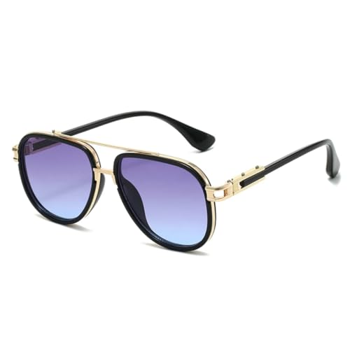 Lunettes de soleil luxe en métal double pont rétro homme verres dégradés
