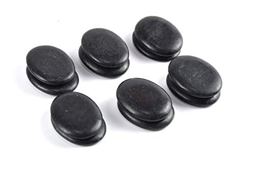 Windfulogo 12Pcs Small Hot Massage Stones Set Natural Lava Basalt Heated Warmer Stone For Spa Massage Black 1.18 X 1.57 In(3X4Cm) #TOP7