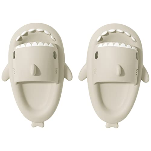Xpkws Shark Slides For Women And Men Unisex Cloud Slippers Adult Novelty Beach Sandals With Thick Sole (Beige,8.5-9.5 Women/7.5-8.5 Men,4041) #TOP4
