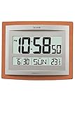 Casio Id-15s-5 Wall and Table Wood Grain Pattern Clock Temperature Digital Auto Calendar Thermo Large Wall Clock Limited Edition Battery Included, Silver and Wood Grain Pattern (ID-15-5DF)