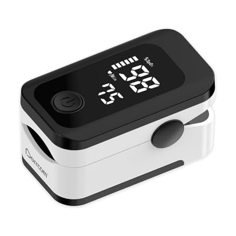 Berrcom Pulse Oximeter Blood Oxygen Saturation Monitor Finger High Accuracy Sats Monitor for Children Adults with LED Display, Batteries and Lanyard Cover