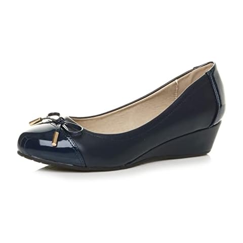 AJVANI Navy Low Mid Heel Ballerina Shoes Cover