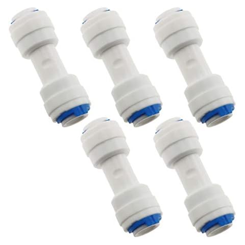 E-outstanding 5-Pack RO Water System Equal Straight 1/4" Plastic Quick Pipe Fitting Reverse Osmosis Connector Cover
