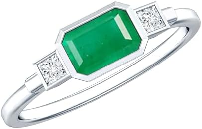 Natural 1.2 Ct Emerald Engagement Ring With Bezel Setting AAA Qua...