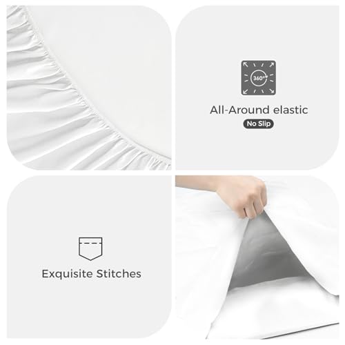 Image of Extra Deep Pocket King Size Sheets Set - 4 Piece Ultra Soft Microfiber Bedding Set, Hotel Luxury Queen Size fitted Sheet with Double Side Pocket - Wrinkle Free, Fade, Breathable (White, King)