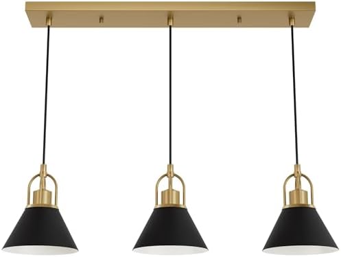 Hunter - Carrington Isle 3-Light Luxe Gold, Large Cluster Light, Dimmable, Casual Style, Linear Shaped, for Bedrooms, Kitchens, Dining, Living Rooms - 13174
