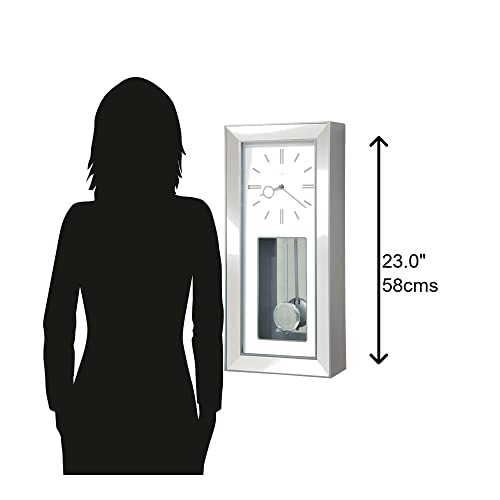 Howard Miller Chaz Wall Clock - Modern Analog Wall Clock with Pendulum, Battery Operated and Quartz Movement, Silver Finished, Decorative Timepiece for Living Room, Kitchen, Bedroom, and Office Decor
