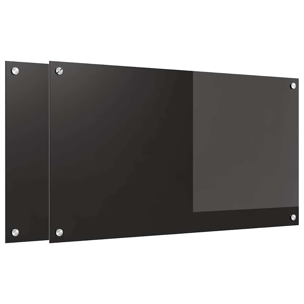 Generisch Küchenrückwand 2 pcs Schwarz 90 x 50 cm Gehärtetes Glas,Heim Garten,Küche Esszimmer,Küchenhelfer -utensilien-3415549