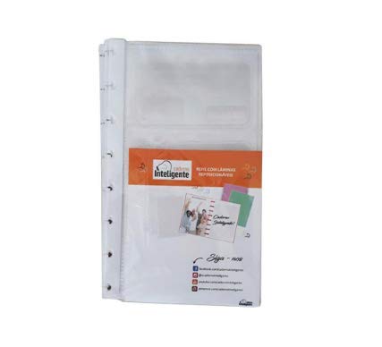 Caderno inteligente, organizador de cartões, 5 bolsas plasticas com 3 porta cartões cada. Tam. Unico