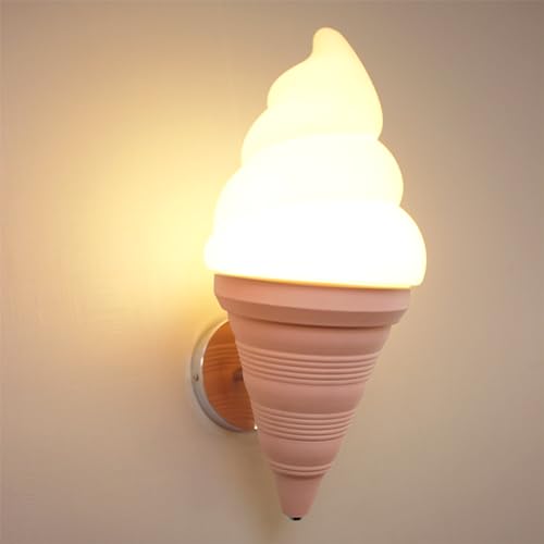 Image of Ice Cream Wall lamp Spiral Cone Decorative Wall Light Fixture, DIY Lighting Fixtures for Kitchens, Dining Rooms and More(Pink)
