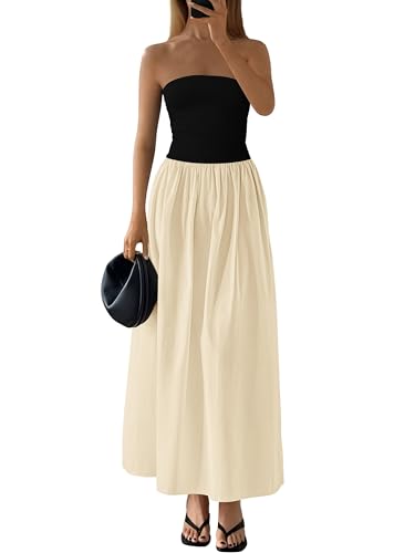 PRETTYGARDEN Women 2025 Summer Elegant Strapless Maxi Dress Tube ...
