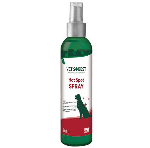 Vet's Best Dog Hot Spot Juckreiz Relief Spray, Lindert trockene Haut, Ausschlag, Kratzen, Belecken, juckende Haut und Hot Spots bei Hunden, brennt nicht und ist alkoholfrei 250ml
