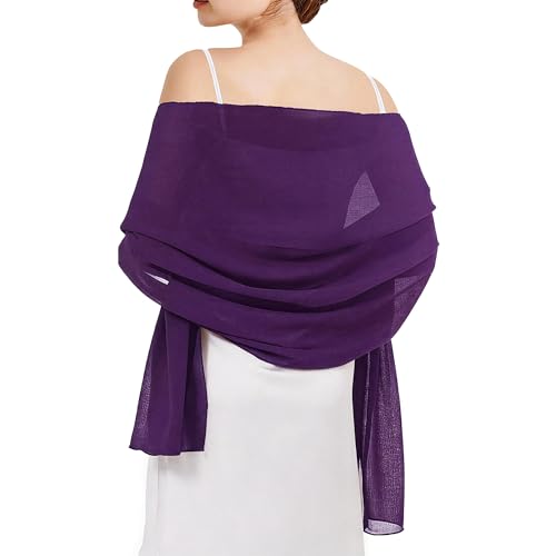 RonFoxi Purple Chiffon Warp - Soft Shawl and Warps Formal Bridal Bridesmaids Scarves for Women Evening Dresses (Purple)