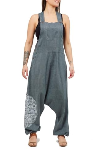 Salopette sarouel coton gris ample coupe originale pour femme et homme