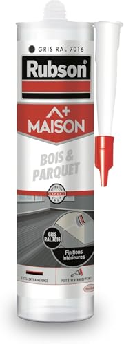 Rubson Maison, Mastic Bois et Parquet Couleur Gris Foncé Ral 7016, Mastic Acrylique pour Tous Supports Bois et Maçonnerie, Joints pour Intérieur, 280 ML
