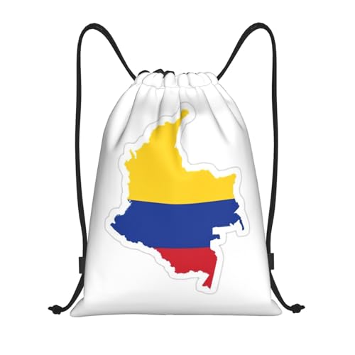 Colombia Flag Map print Drawstring Bag Sack Gym Bag Ditty Bag for Gym Traveling, Hiking, Yoga, Shopping for Adult