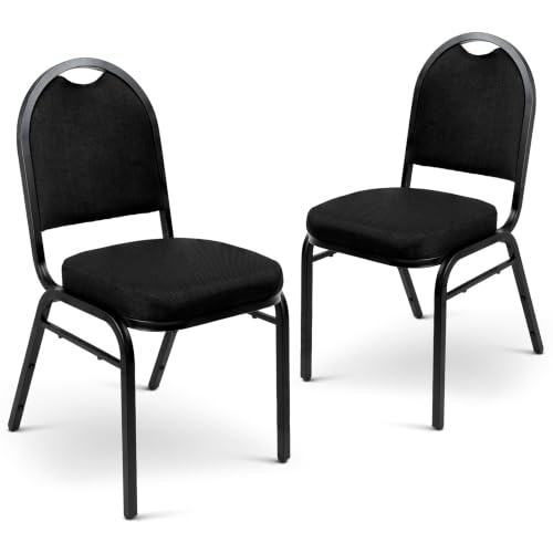 OEF Furnishings OEF9260-BT/2 Commercial-Grade Dome Back Banquet Stack Chair (Black