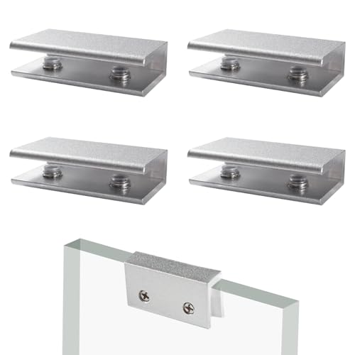 Lyeteung 4 Pièces 8mm Pince à Verre, Clips a Alliage D'aluminium, Supports de Serrage Réglables pour Verre de 3-7 mm D'épaisseur