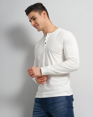 Image of LAZYCHUNKS Luxury Men's Full Sleeve Henley T-Shirt - Soft, Breathable, Stylish (Men's Henley T-Shirt), Great for Party and Casual wear