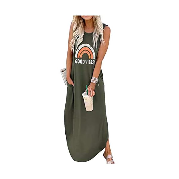Good-Vibes-Rainbow-Pocket-Sleeveless-Maxi-Dress-for-Women-Summer-Hawaiian-Beach-Casual-Tank-Dresses-Plain-T-Shirt-Dress CHUNTIANRAN Women's Maxi Dress Summer Casual Sundress Sleeveless Long Dresses Hawaiian Beach Maxi Dresses with Pockets(Green,Medium)