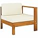 Tidyard Sofa środkowa z poduszką, modułowa sofa, sofa ogrodowa, pojedyncza sofa, meble ogrodowe, na taras, lite drewno, akacja kremowo-biała