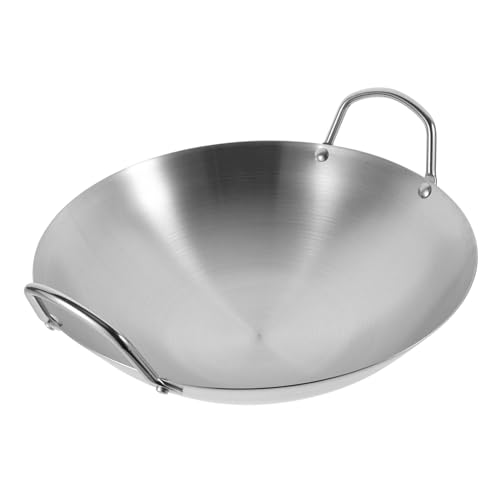 Wok de acero inoxidable para uso doméstico con dos asas miniatura 1