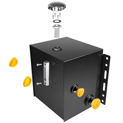 Image of 15-Gallon Hydraulic Fluid Reservoir Tank with Built-in Temp Gauge & Sight Gauge, Breather Strainer Fill Cap, Side Vertical Mount, 14 Gauge Steel, 20-1 /4 inch x 13-5 /8 inch x 17-1 /2 inch Size