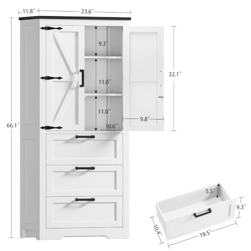 Image of TEENFON Storage Cabinet with Doors & Adjustable Shelf
