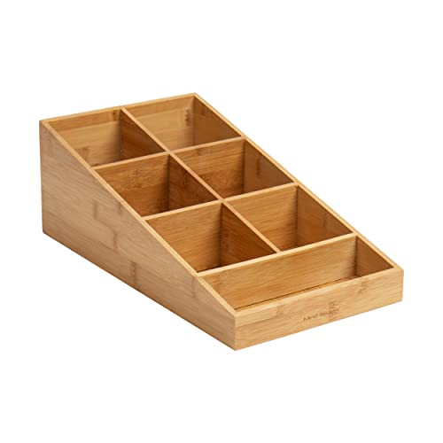 Mind Reader BMCOMP7-BRN 7 Compartment Coffee Condiment Organizer, Brown Bamboo
